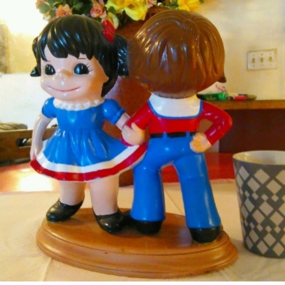 Country Farm Dancers Ceramic Pottery American Dance red white blue
